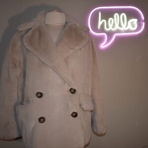 𝅺Free People Kate Faux Fur  Trench coat in blush pink